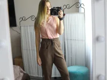 Womens Pants Trousers Harem Woolen Black High-Waist Winter Plus-Size Warm LYZCR Ankle-Length