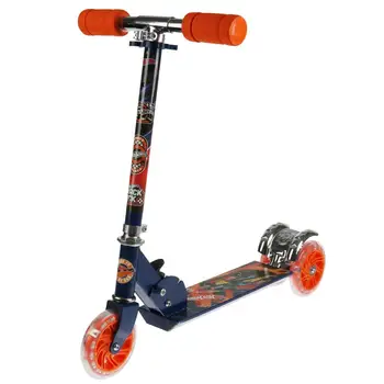 

Самокат 3кол., складной Hot Wheels, 50% алюм., колёса ПВХ 120, свет, ABEC-5, рег. высота