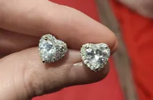 Pendientes de tuerca para mujer, de plata S925, corazón de circonia cúbica, boda, compromiso, novia, joyería elegante, CCE663