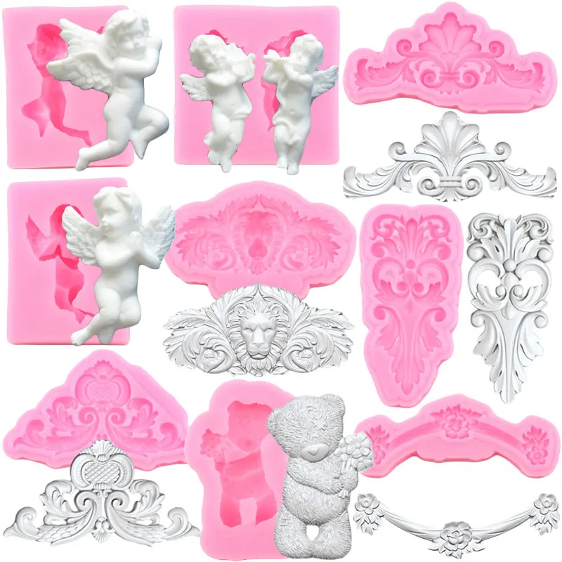 Sugarcraft силиконовые формы в виде цветка барокко рельеф ангел торт границы