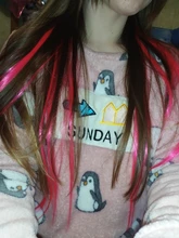 TALANG-extensiones de cabello de colores, hebras largas y rectas, Clip de una pieza, sintético, falso, rosa, resaltado, arcoíris