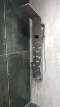 Bathroom Shower Faucet Column Temperature-Screen Black/brushed Mixer Tap Luxury 