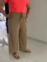 Pantalones de punto finos para mujer, pantalón suelto, de pierna ancha, cintura elástica, hasta el tobillo, talla grande, S-4XL