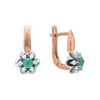 

Gold earrings with emeralds and diamonds sunlight sample 585
