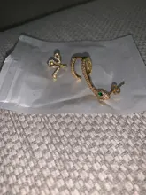 Artilady-Conjunto de 2 uds. De pendientes de clip para mujer, color dorado, accesorios de piedra de serpiente, pendiente con abalorio