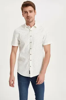 

DeFacto Man Summer White Shirts Men Casual Short Sleeve Tops Male Fit Loose Shirt Men Top Cloth-K3903AZ19SM