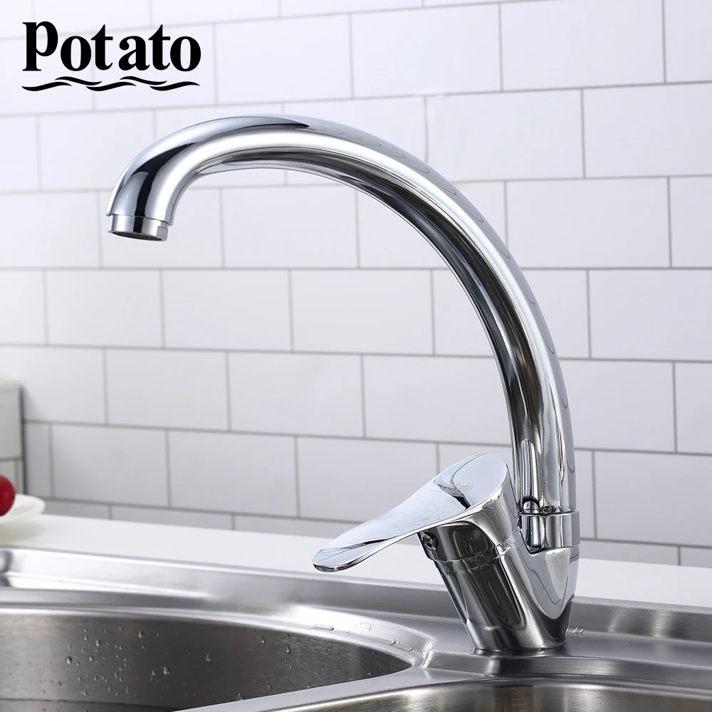 

Potato Zinc Alloy Deck Mounted Kitchen Sink Faucet Cold and Hot Water Tap 360 Degree Swivel mixer Faucets p59214