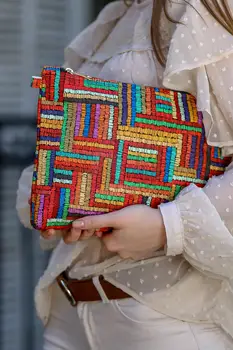 

Women's Vintage Geometric Pattern Vegan Clutch Bag Stylish Beautiful Casual Invitation Office Fashion Top