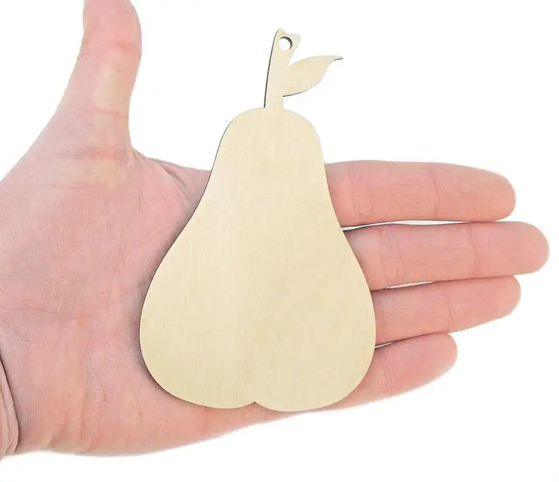 

Wooden Pear (12x7,5cm) Shape Art Projects Craft Hanging Tag Decoration Gift Decoupage Laser Cut 0097