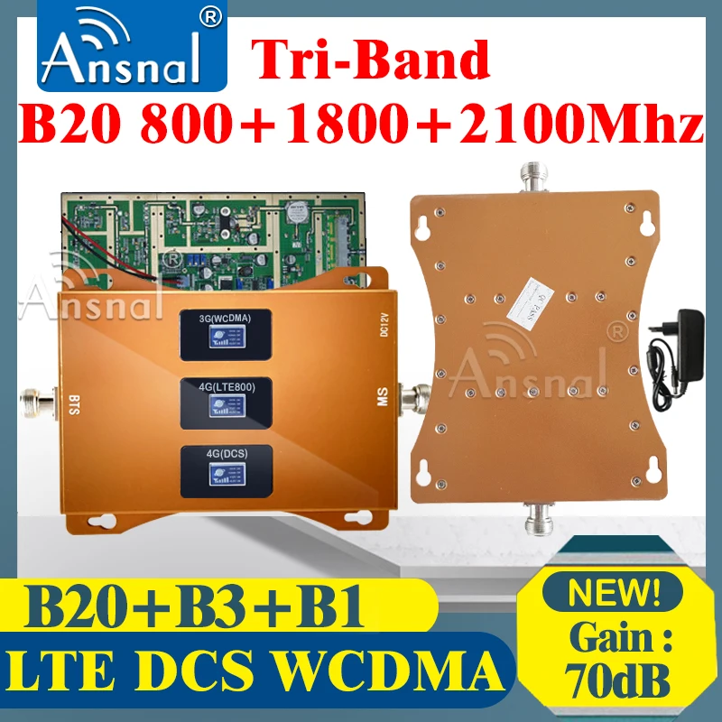 BigSale!!4G Repeater B20 800 1800 2100Mhz Tri-Band