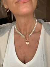 Pearl Choker Necklace Jewelry Heart-Coin-Lock 17KM Geometric Collier-De-Perles Wedding