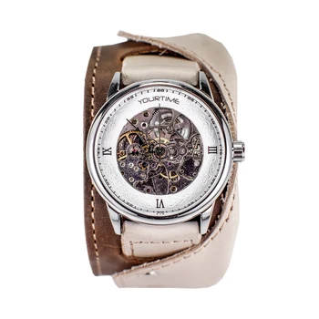 

Watch skeleton YOURTIME Sand men wide leather strap handmade