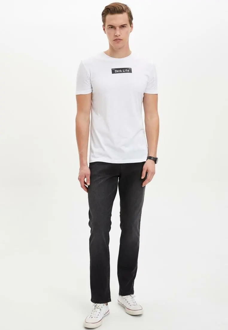  Мужские брюки DeFacto Jeans-M7334AZ20SP, черные джинсы на весну, свободные прямые джинсы со средней талией 
