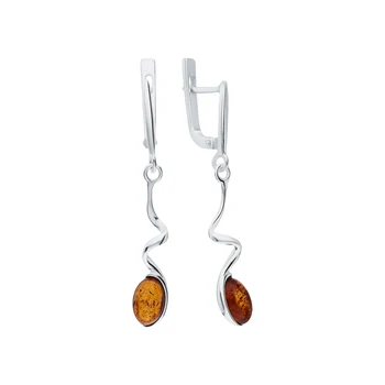 

Silver earrings with amber sunlight