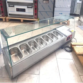 Chef Commercial Countertop Refrigerated Buffet Catering Food Display Sandwiches Pizza Prepare Working Bench Work Table Salad Bar поло print bar pizza