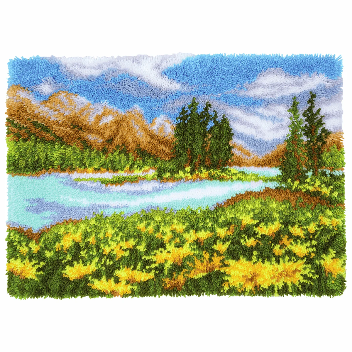 Latch Hook Rug Mountain Landscape Wall Tapestry DIY Carpet Rug Pre