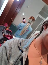 SARLA-Extensión de cabello sintético para mujer, Falso largo postizo corto y recto, sin Clip, Halo, Rubio