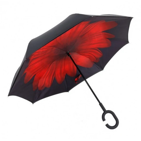 Зонт наоборот Up Brella красная хризантема | Дом и сад