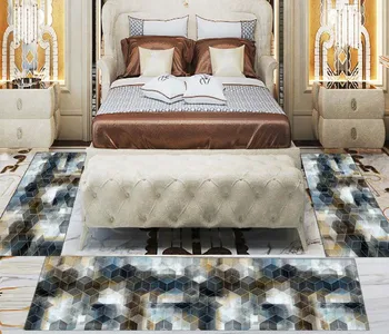 

Else 3 Piece Brown Black Grey Watercolor Hexagon 3d Print Non Slip Microfiber Washable Decor Bedroom Hallway Area Rug Carpet Set