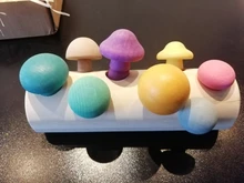Bloques de arcoíris de madera Montessori para bebé, juego de recolección de setas, juguetes educativos de madera para bebé, ensamblaje a juego con forma de desarrollo