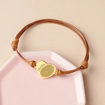 Custom Heart Real Fingerprint Bracelets For Her