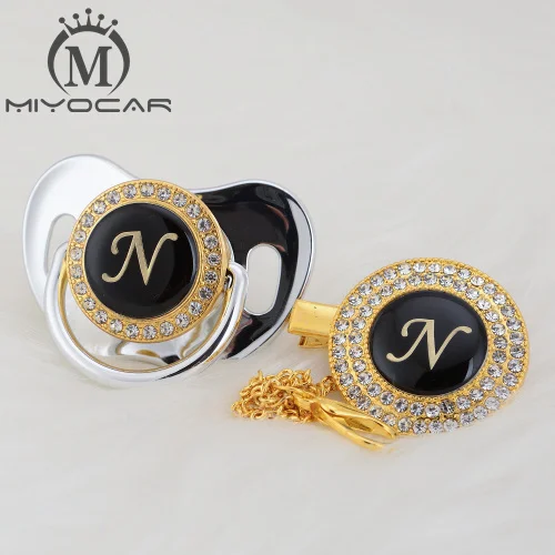 LN-9 6-18M MIYOCAR уникальный дизайн имя инициалы Письмо N Элегантный bling соска и пустышка Клип BPA бесплатно пустышка bling уникальный дизайн LN - Цвет: LN-9 6-18M