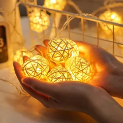 Thai Sepak Takraw Led Fairy String Lights Rattan Balls Cotton 5M 20LEDs Warm White Garland Chain Holiday Christmas Decoration
