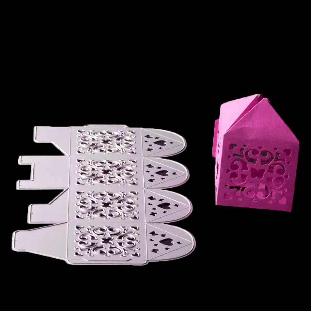 3D коробка для конфет, Подарочная металлическая вырубная форма, Рождественский трафарет для скрапбукинга, штамповка, вырубка, тиснение, шаблон, ремесло, штампы