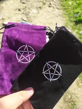 Bolsa de almacenamiento de Tarot, pentagrama de terciopelo, juego de mesa, bordado de tarjetas, bolsa con cordones, suministros de brujería para caja de Tarot, 1 Uds.