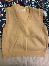 Pullover Vest Sweater Knitted Pink Winter Women Warm Girls Autumn V-Neck Casual New