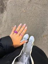 HUANZHI-Conjunto de anillos redondos de resina acrílica para mujer, colorido, Diamante de imitación cuadrado geométrico, regalo de viaje, 2021