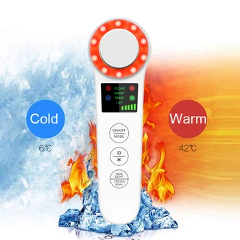 

Fashion Ultrasonic Heating Iontophoresis EMS Red Blue Light Beauty Instrument EMS Import Face Cleaner Lifting Tool Skin Massager