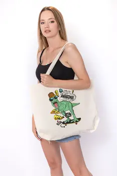 

Angemiel Bag Large Fun Dinosaur Tote Shopping Beach Bag