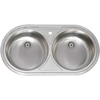 

KITCHEN SINK STAINLESS STEEL 2 BREAST ROUND 84X44CM