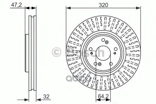 Диск Тормозной Honda Accord 2.4 08- Передний 320мм Bosch арт. 0986479741