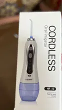 AZDENT HF-5 irrigador Oral de agua portátil hilo Dental recargable USB agua irrigador Dental con chorro diente elegir 5 De punta 300ml 3 modelos