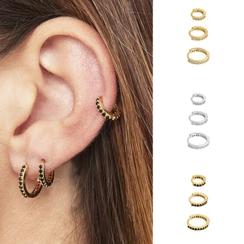 

3pcs Hoop Earrings 925 Sterling Silver Circle Round Earrings for Women Men Party Wedding EarRing Luxury Bling Charm Jewelry