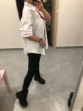 White Blouse Official-Tops Green Shirt Spring-Pocket Oversized Blusas Long-Sleeve Lizkova