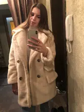 Fur Jacket Coats Teddy Faux-Fur Women Lambs Thick Long Winter Warm Chic Fashion Wool