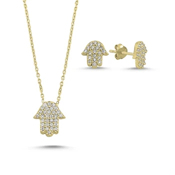 

Kutaydan Zircon Cubic Zirconia Fatma Master Hand 925 Sterling Silver Set Made in Turkey