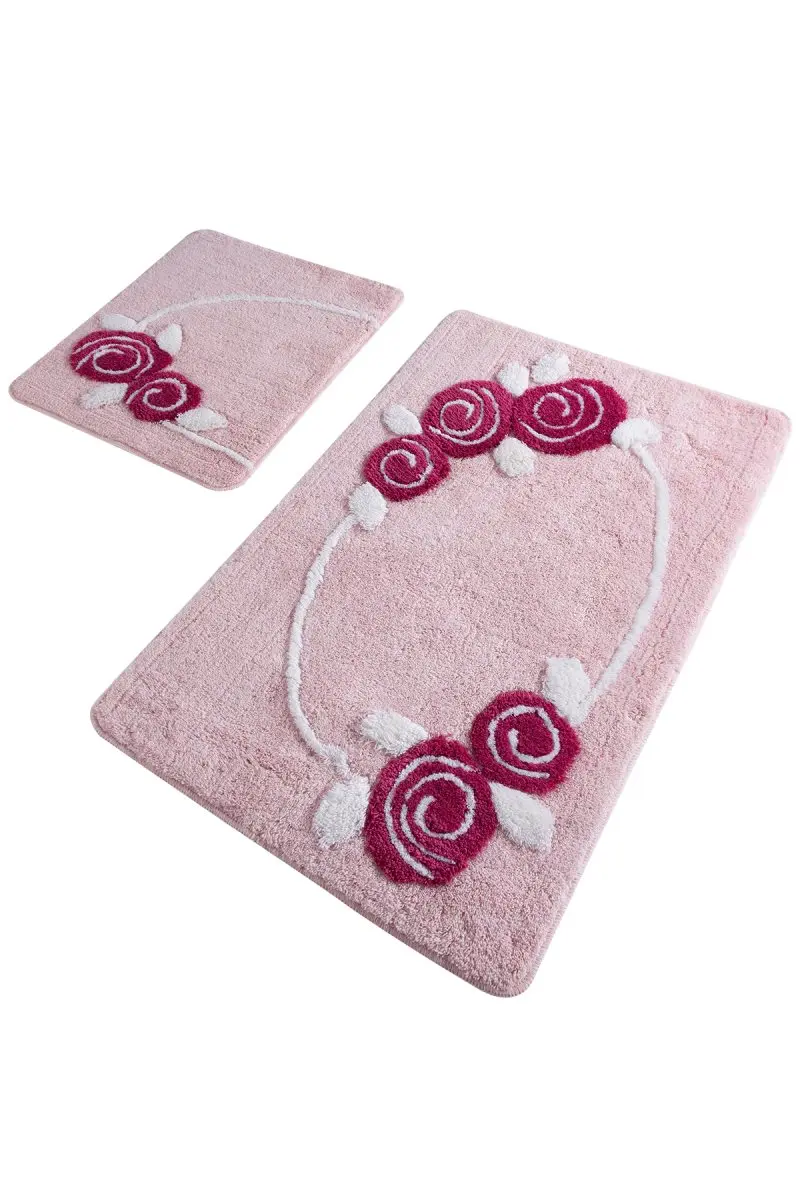 Bath Mats Non Slip Anti Mould Mats Non Slip Anti Mould Rosaline'S Fuchsia 2'Li Set 60X100 Cm- 50X60 Cm