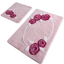 Bath Mats Non Slip Anti Mould Mats Non Slip Anti Mould Rosaline'S Fuchsia 2'Li Set 60X100 Cm- 50X60 Cm