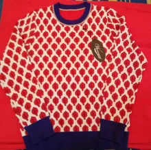 Las mujeres nuevo Vintage hoja de Jacquard cálido suéteres de manga larga o-Cuello Lurex jerséis de Navidad de punto otoño Tops Retro C-014