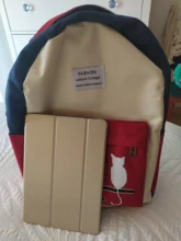 Panelled Shoulder-Bag Backpack Female Canvas Girl FUNMARDI Women for Patchwork Cat-Pattern