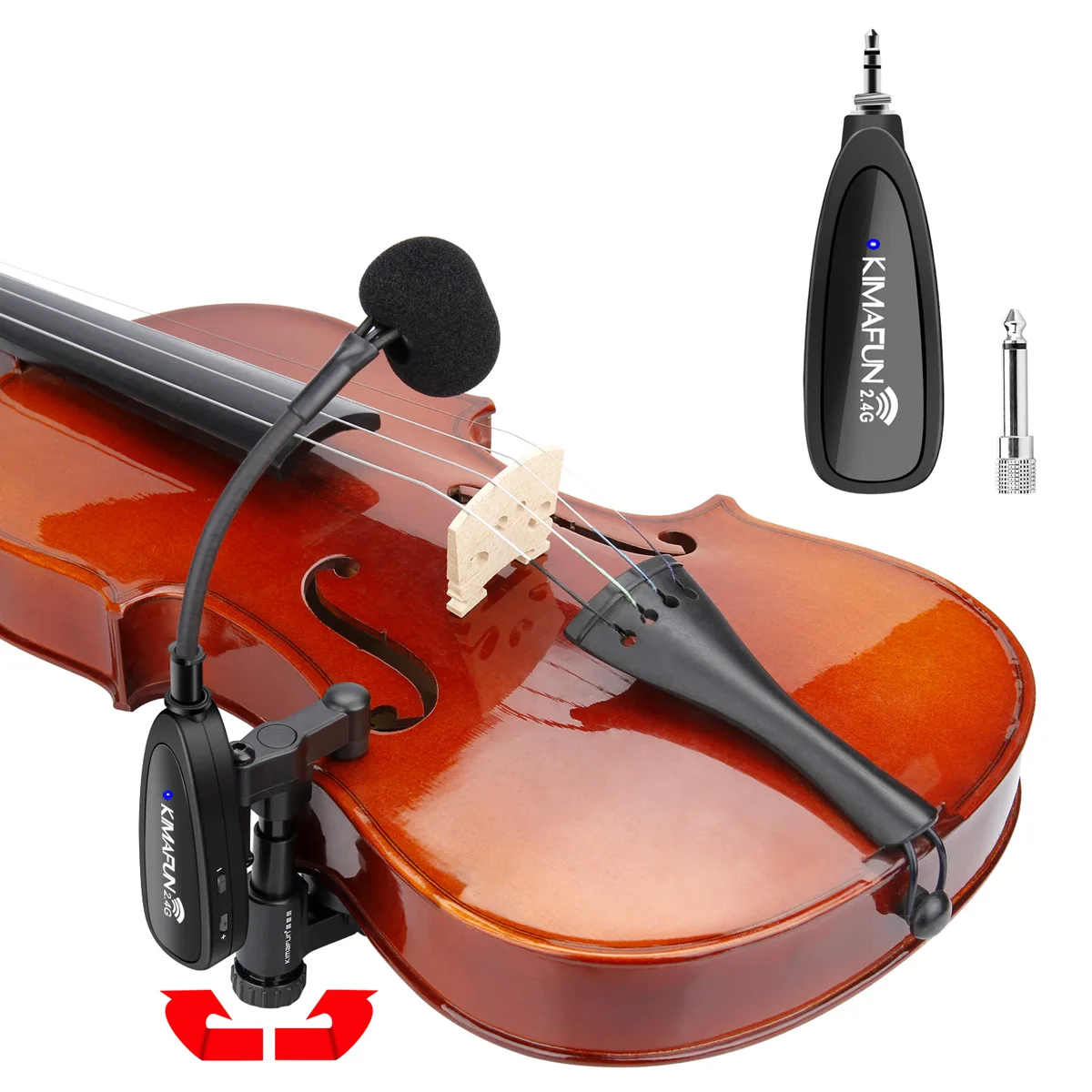 KIMAFUN 2.4G Musical Instrument Wireless Microphone for Classic Violin Video/Audio Recording Musicians Stage Performance Youtube