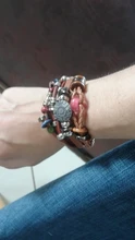 Pulsera Vintage de cuero Natural para hombre y mujer, turquesas naturales trenzadas hechas a mano, cuerda de ojo malvado, brazalete con abalorios, joyería