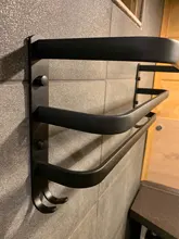 Towel-Hanger Multilayer-Accessories Wall-Mounted Bathroom-Space Black Aluminum Matte