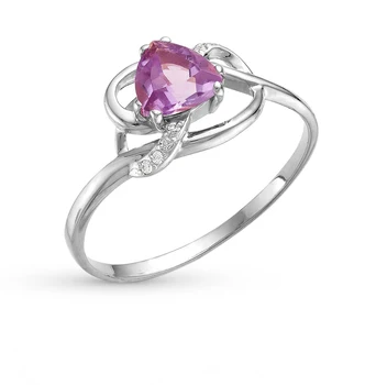 

Silver ring with amethyst and cubic zirconia sunlight