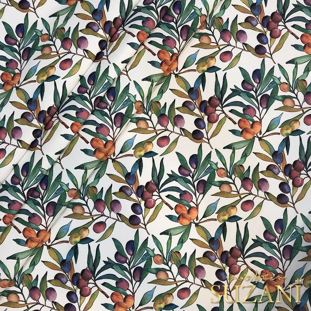 Tissu imprimé numérique à motifs d'olive colorés, tissu de Style Baroque, 143x100 cm, fabriqué en turquie, pour rideaux et sols