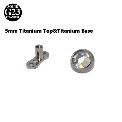 1 Set G23 Titanium 3-Hole 2.5mm Rise Dermal Anchor Base w/ Gold IP Flat Disc Top 